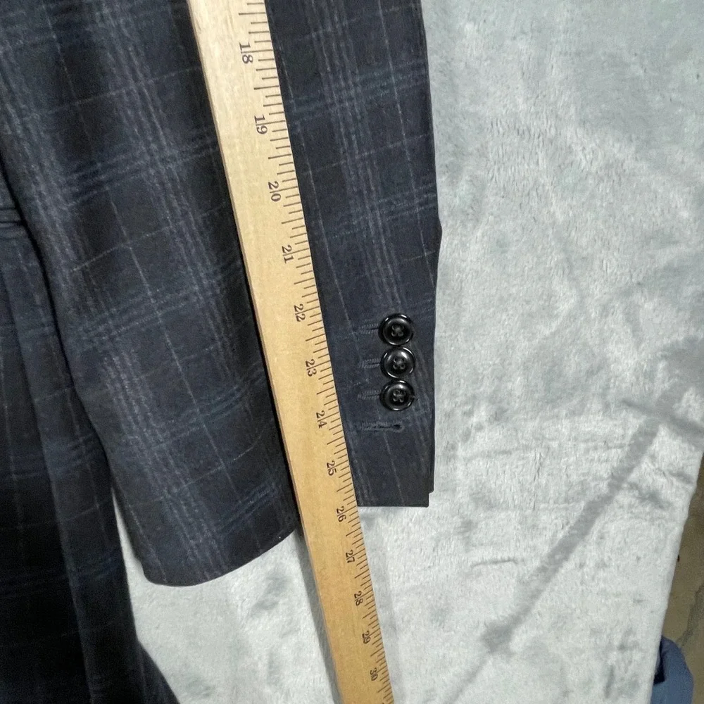 Giorgio Armani Taylor Charcoal Grey Virgin Wool Cashmere Plaid Blazer Jacket 50R